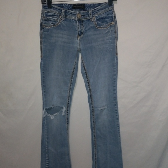 Rue21 TwentyOne 7/8 Short Black Bling Pockets Jeans - Picture 2 of 5
